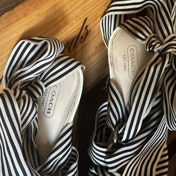 Coach Black and White Zebra Stripe Sandals - Picture 5 of 6